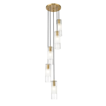 5 Light Chandelier, Modern Gold