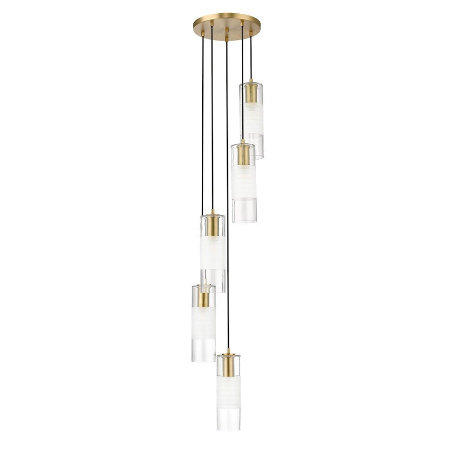 5 Light Chandelier, Modern Gold