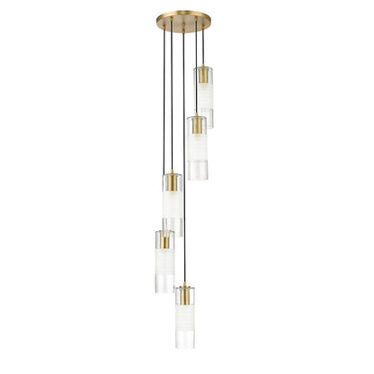 5 Light Chandelier, Modern Gold