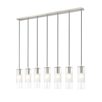 Z-Lite Alton 7 Light Linear Chandelier, Nickel/Clear/Frosted - 824P-7L-BN