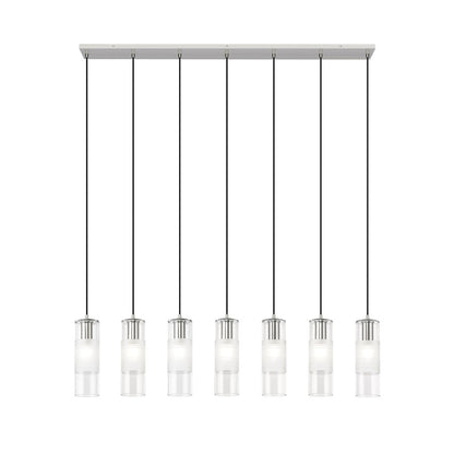 7 Light Linear Chandelier, Nickel
