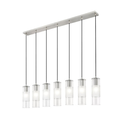 7 Light Linear Chandelier, Nickel