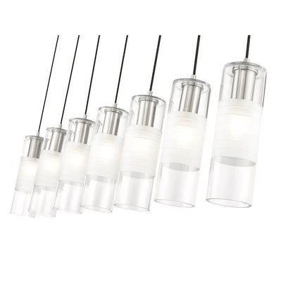 7 Light Linear Chandelier, Nickel