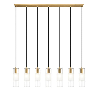 7 Light Linear Chandelier, Modern Gold