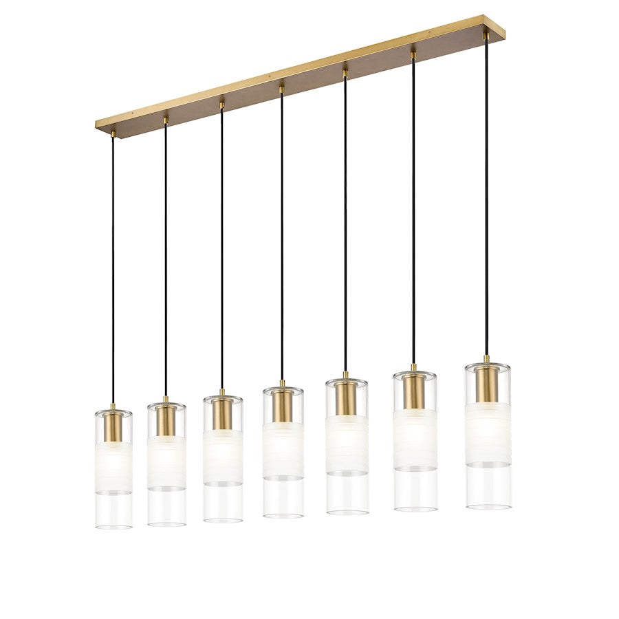 7 Light Linear Chandelier, Modern Gold