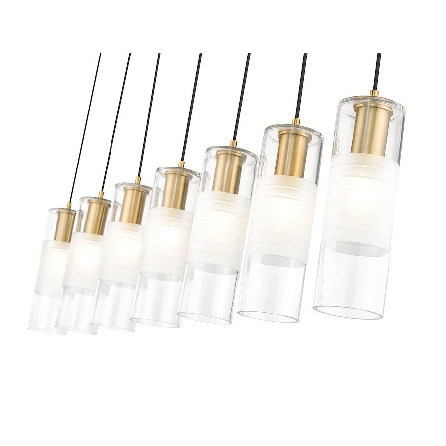 7 Light Linear Chandelier, Modern Gold