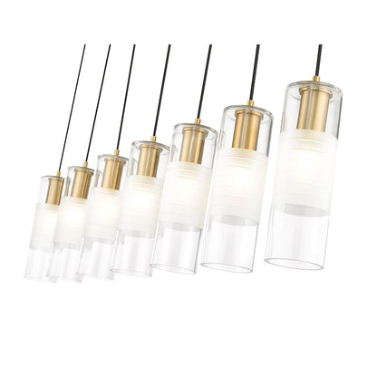 7 Light Linear Chandelier, Modern Gold