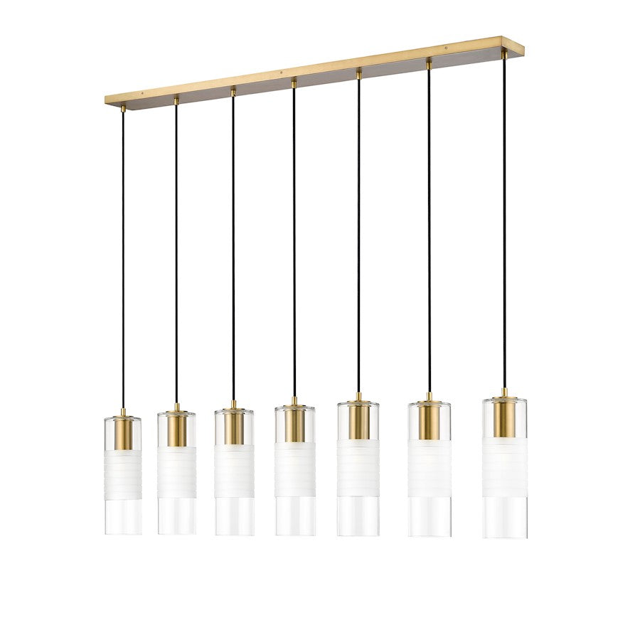 7 Light Linear Chandelier, Modern Gold