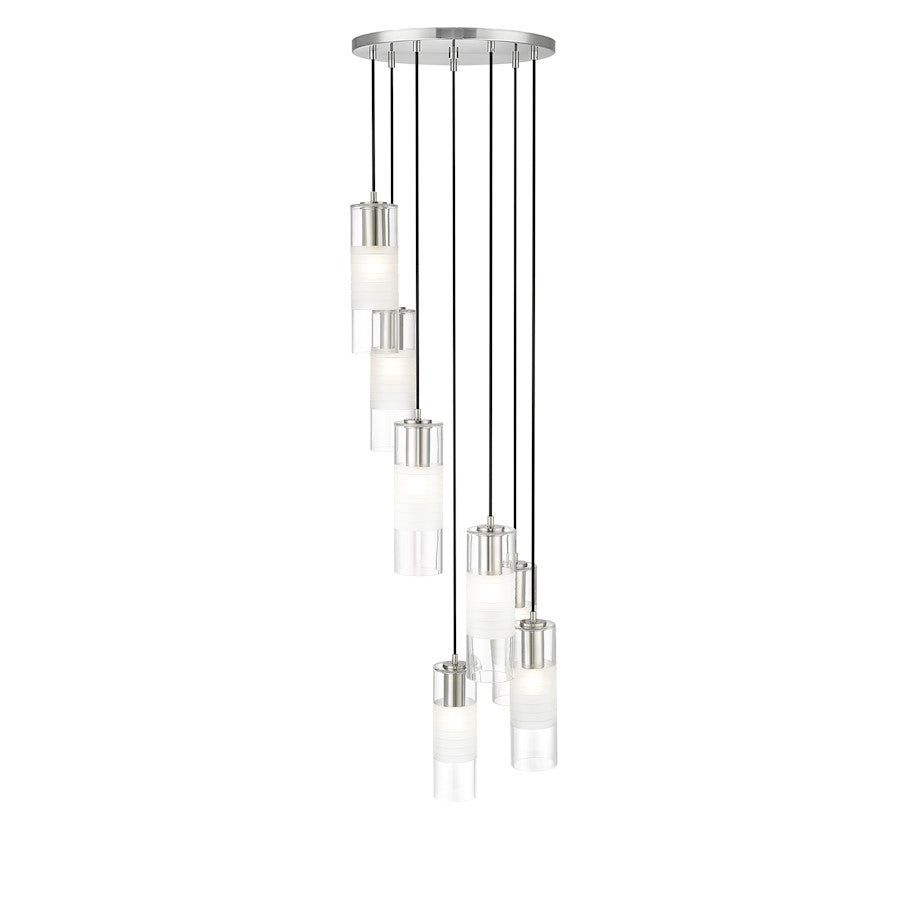 7 Light Chandelier, Brushed Nickel