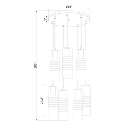 7 Light Chandelier, Matte Black