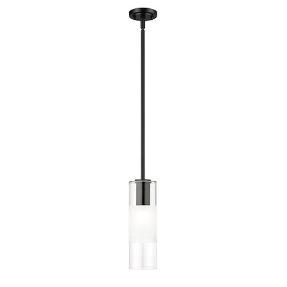 Z-Lite Alton 1 Light 5" Rod Pendant, Matte Black/Clear/Frosted - 824P-ROD-MB