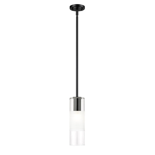 Z-Lite Alton 1 Light 5" Rod Pendant, Matte Black/Clear/Frosted - 824P-ROD-MB