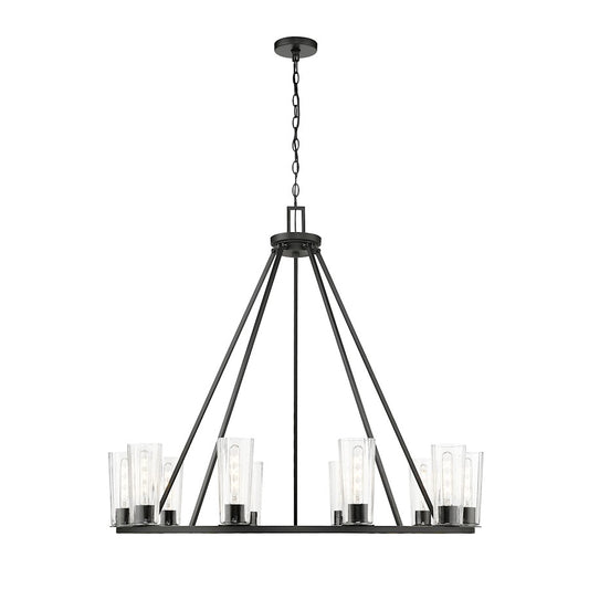 Z-Lite Titus 10 Light 46" Chandelier, Matte Black/Clear - 826-10MB