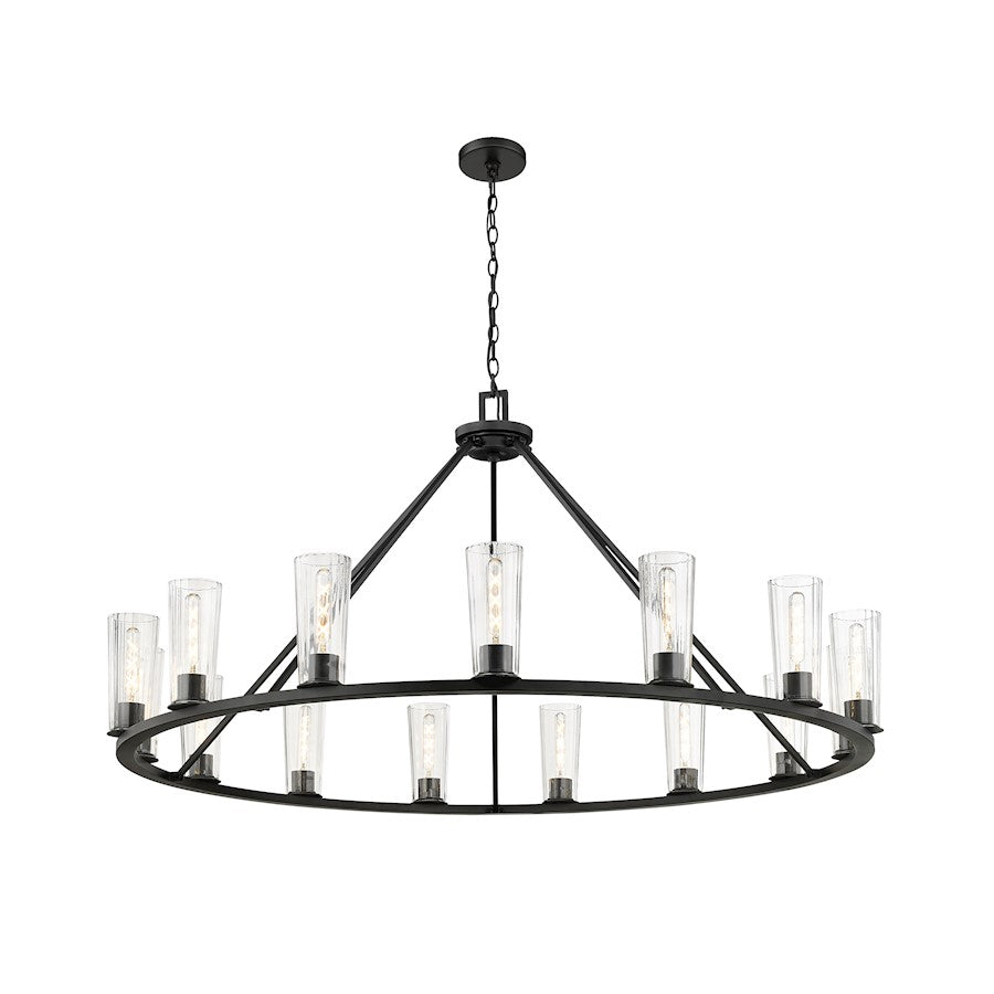 15 Light 62.5" Chandelier, Matte Black