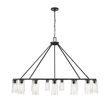 15 Light 62.5" Chandelier, Matte Black