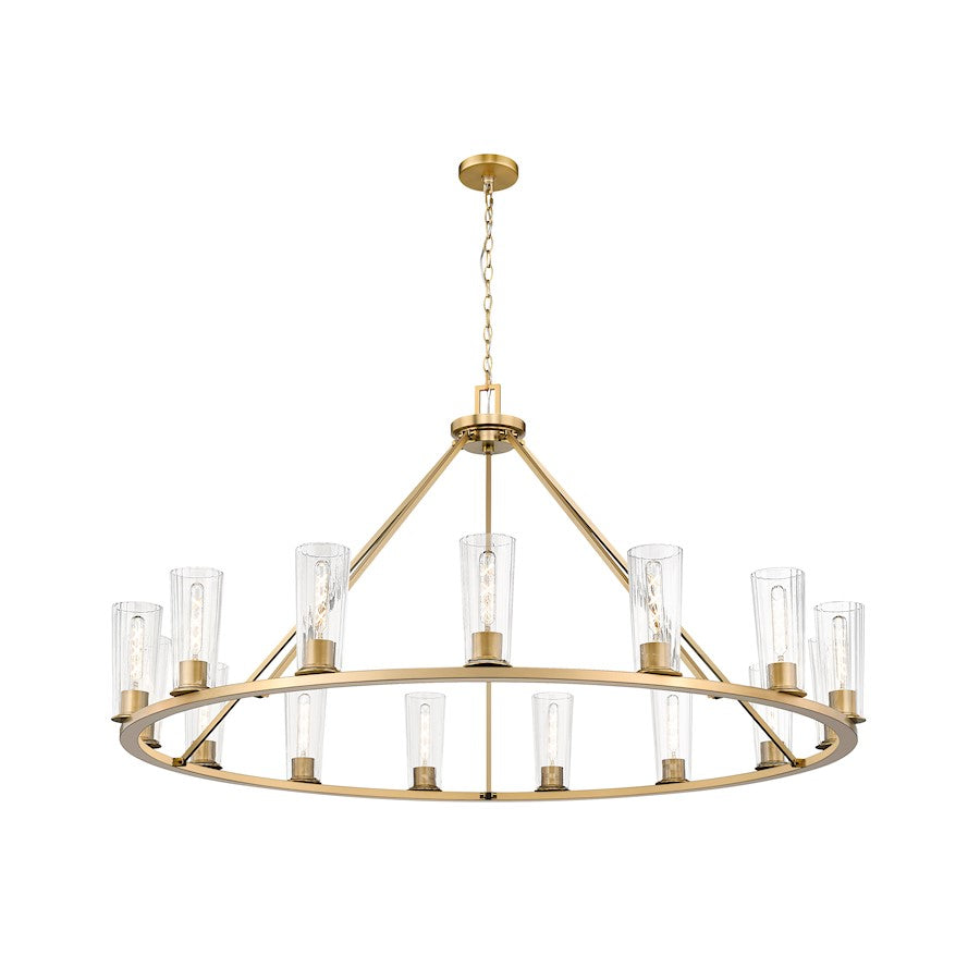 15 Light 62.5" Chandelier, Modern Gold