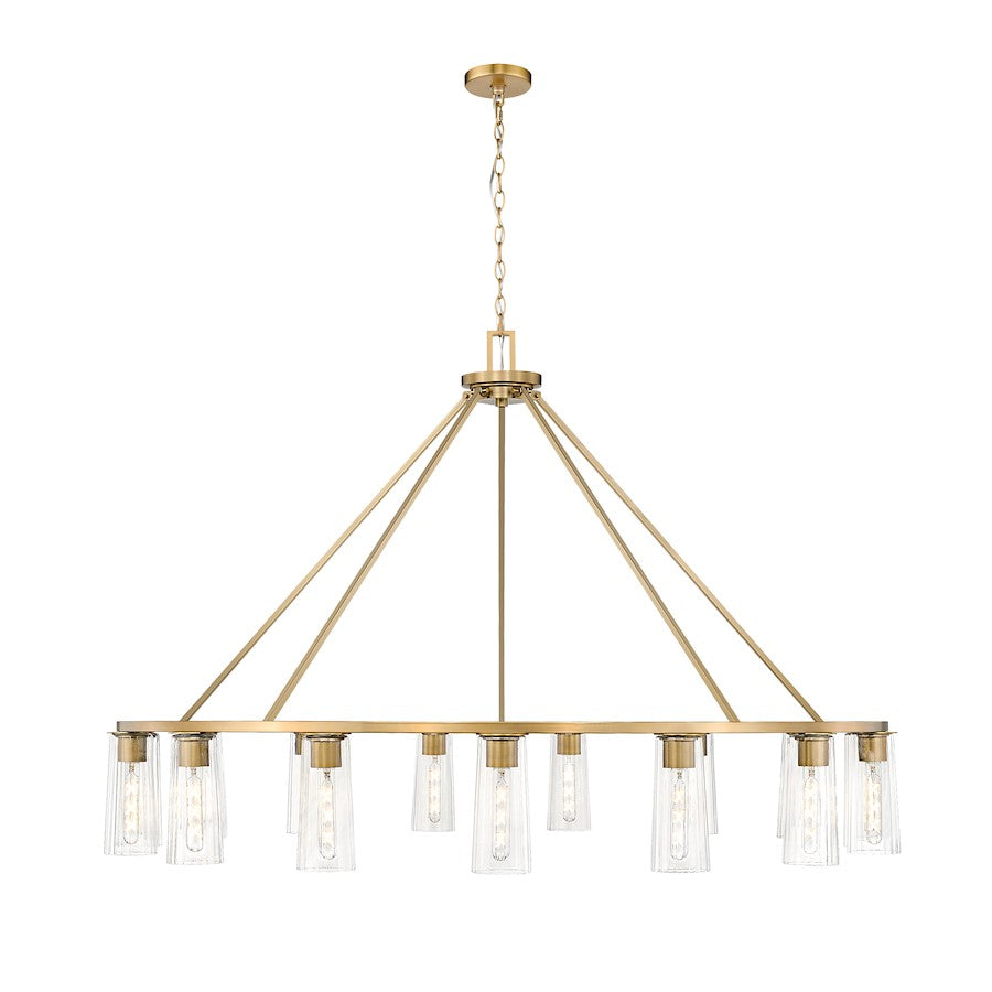 15 Light 62.5" Chandelier, Modern Gold