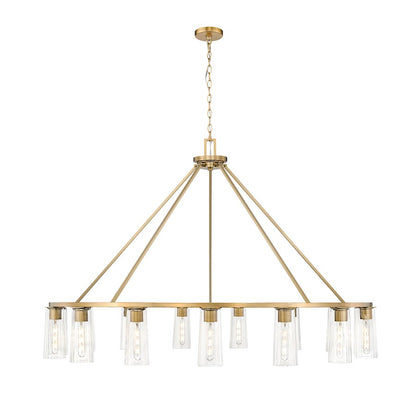 15 Light 62.5" Chandelier, Modern Gold