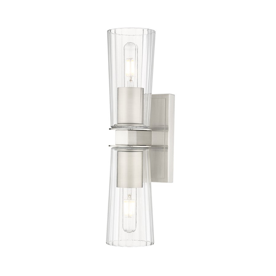 Z-Lite Titus 2 Light 4.5" Wall Sconce, Brushed Nickel/Clear - 826-2S-BN