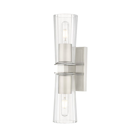 Z-Lite Titus 2 Light 4.5" Wall Sconce, Brushed Nickel/Clear - 826-2S-BN