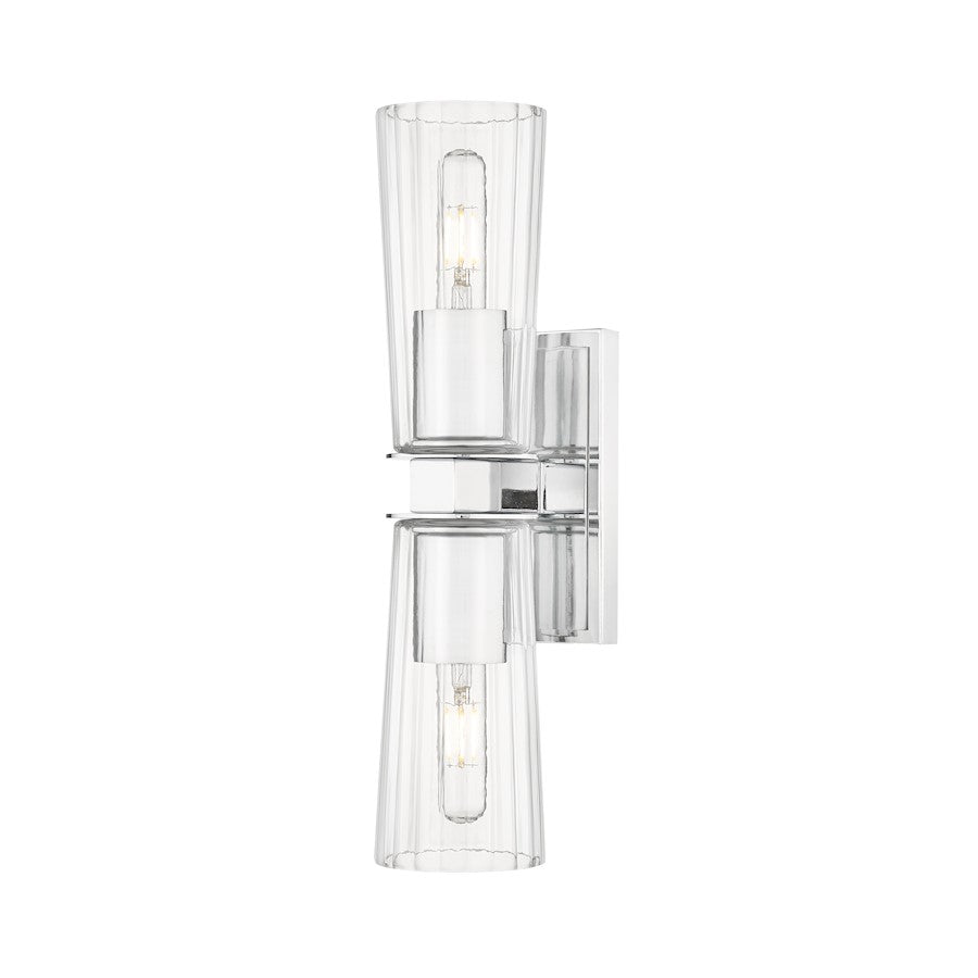 Z-Lite Titus 2 Light 4.5" Wall Sconce, Chrome/Clear - 826-2S-CH