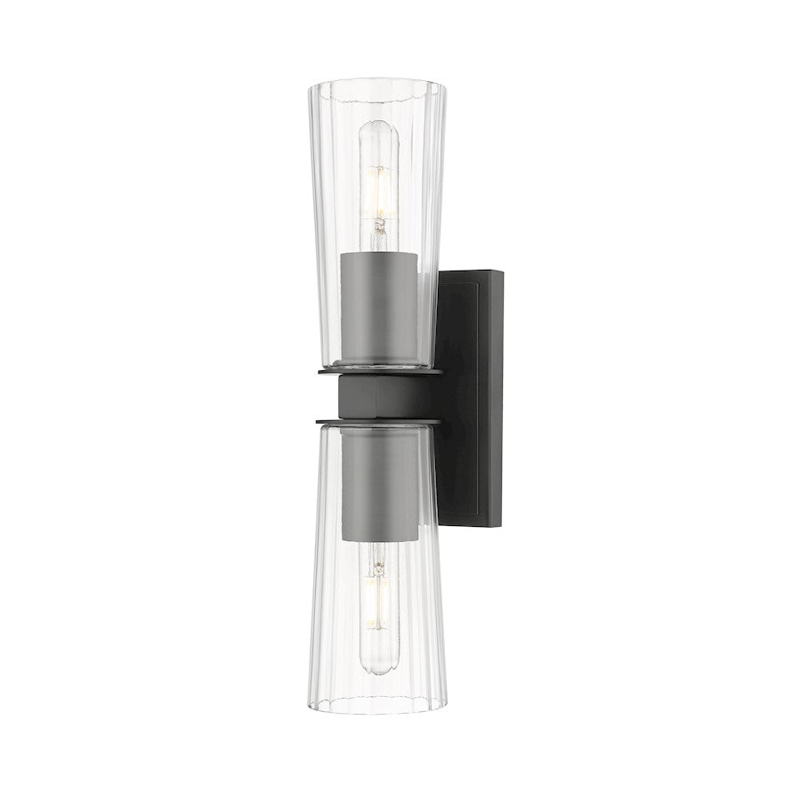 Z-Lite Titus 2 Light 4.5" Wall Sconce, Matte Black/Clear - 826-2S-MB