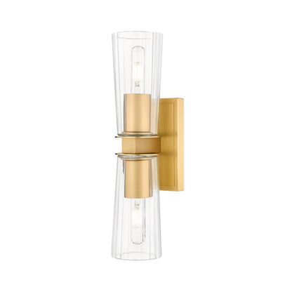 Z-Lite Titus 2 Light 4.5" Wall Sconce, Modern Gold/Clear - 826-2S-MGLD