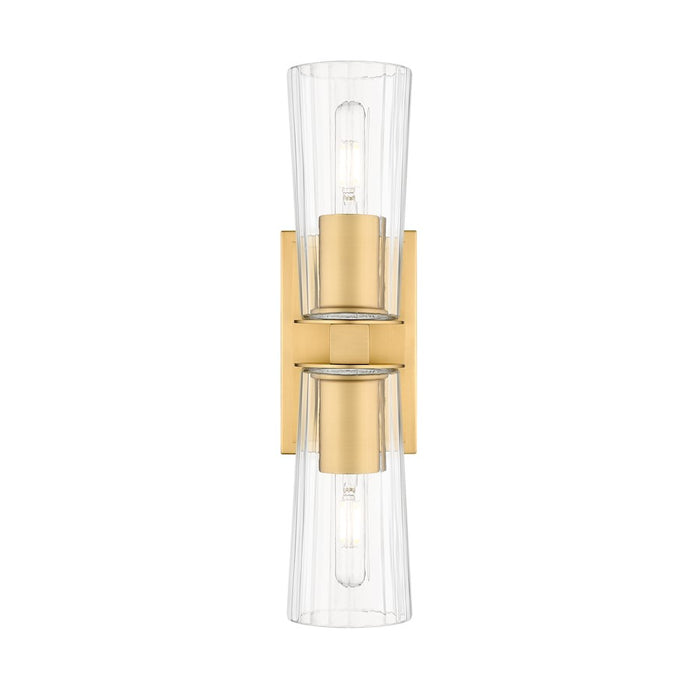 Z-Lite Titus 2 Light 4.5" Wall Sconce, Modern Gold/Clear