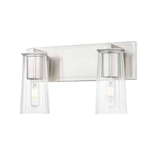 Z-Lite Titus 2 Light 16" Vanity, Brushed Nickel/Clear - 826-2V-BN