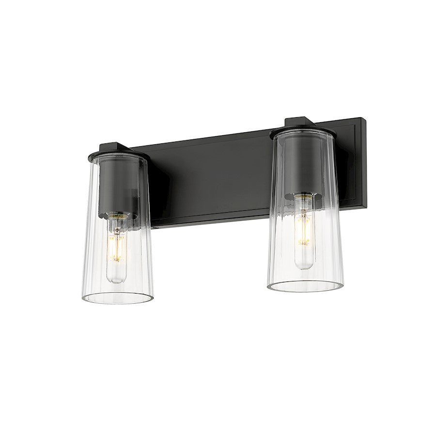 2 Light 16" Bathroom Vanity Light, Matte Black