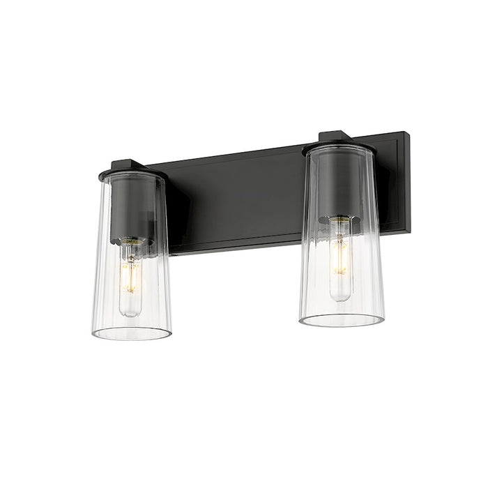 Z-Lite Titus 2 Light 16" Vanity, Matte Black/Clear