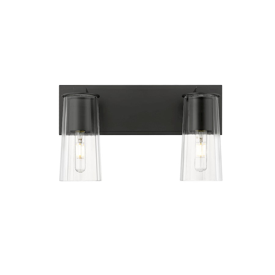 2 Light 16" Bathroom Vanity Light, Matte Black