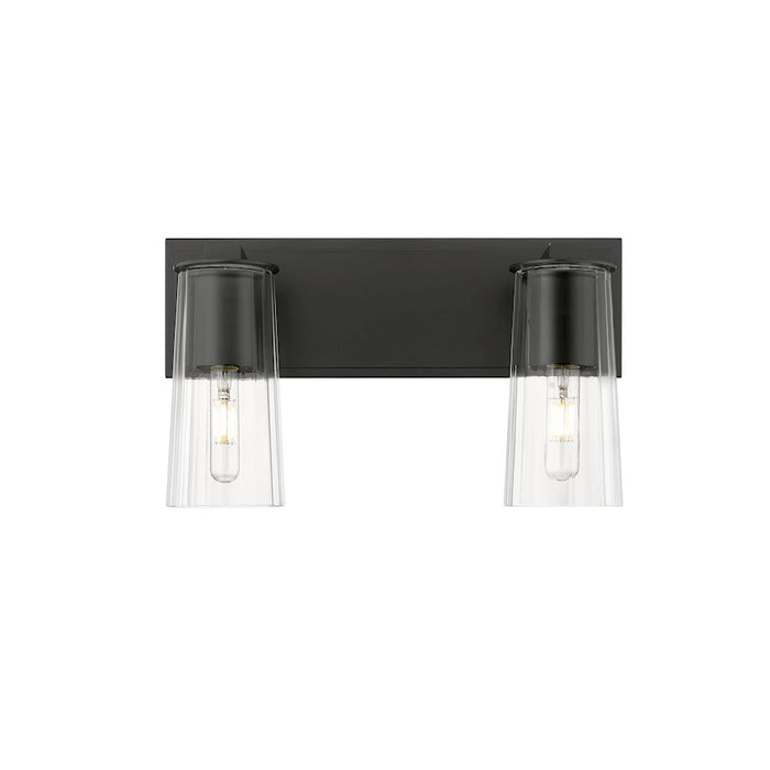 Z-Lite Titus 2 Light 16" Vanity, Matte Black/Clear