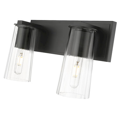 2 Light 16" Bathroom Vanity Light, Matte Black