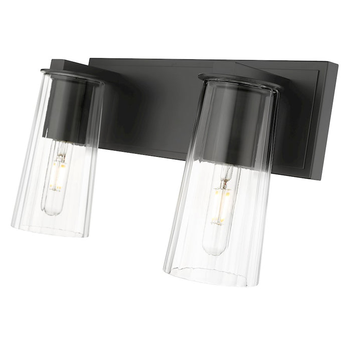 Z-Lite Titus 2 Light 16" Vanity, Matte Black/Clear