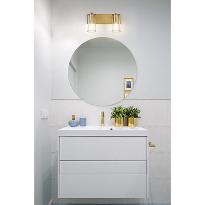 2 Light 16" Bathroom Vanity Light, Modern Gold