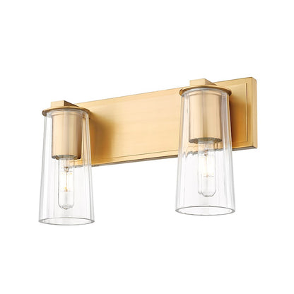 2 Light 16" Bathroom Vanity Light, Modern Gold