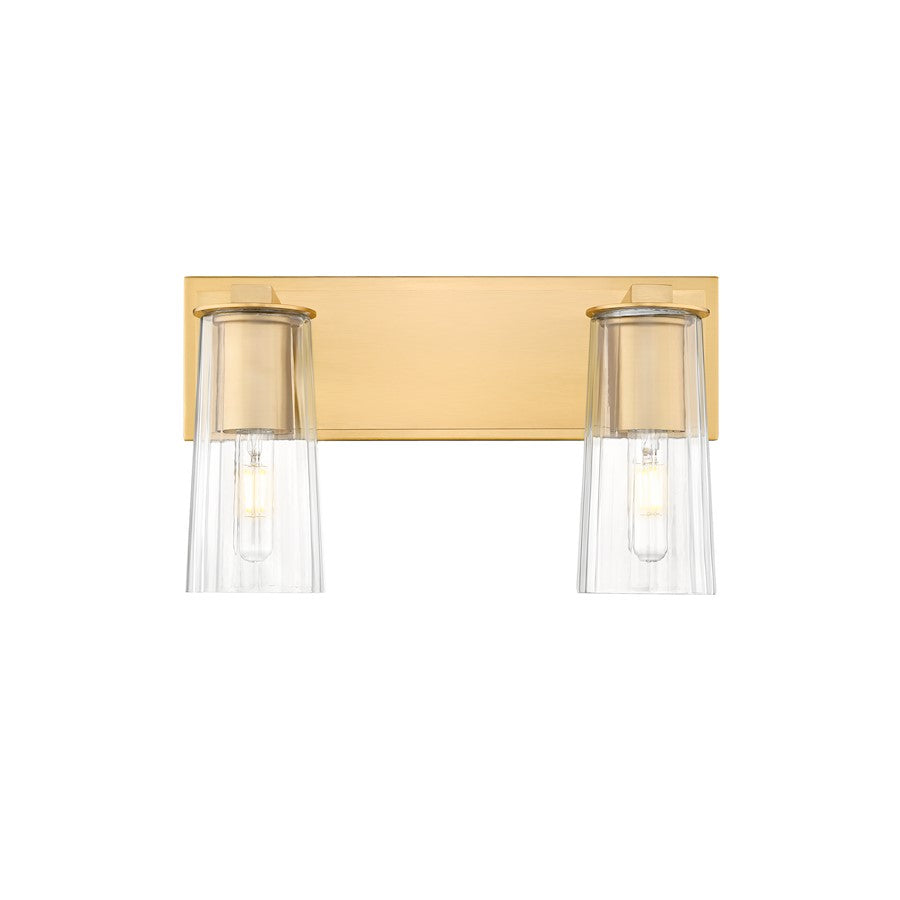 2 Light 16" Bathroom Vanity Light, Modern Gold