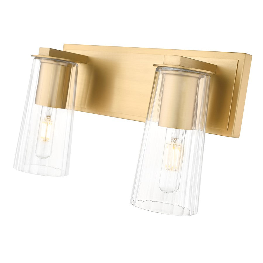 2 Light 16" Bathroom Vanity Light, Modern Gold