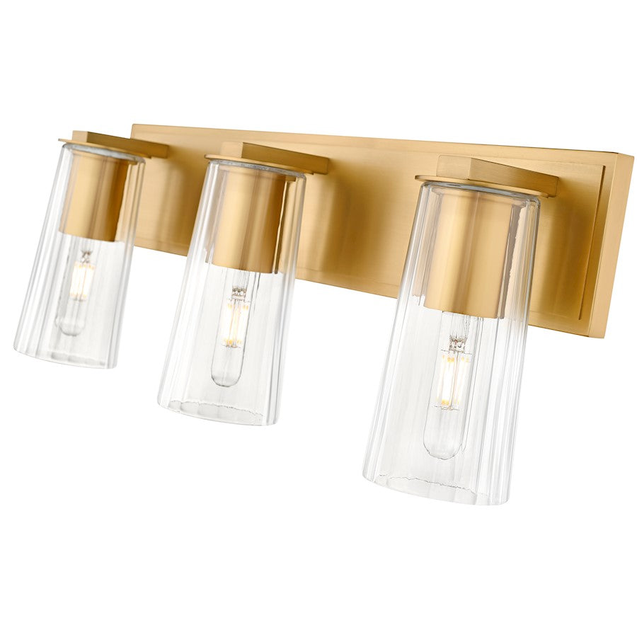 3 Light 24" Bathroom Vanity Light, Modern Gold