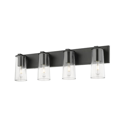 4 Light 32" Bathroom Vanity Light, Matte Black