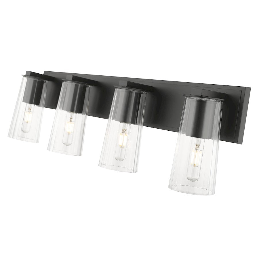 4 Light 32" Bathroom Vanity Light, Matte Black