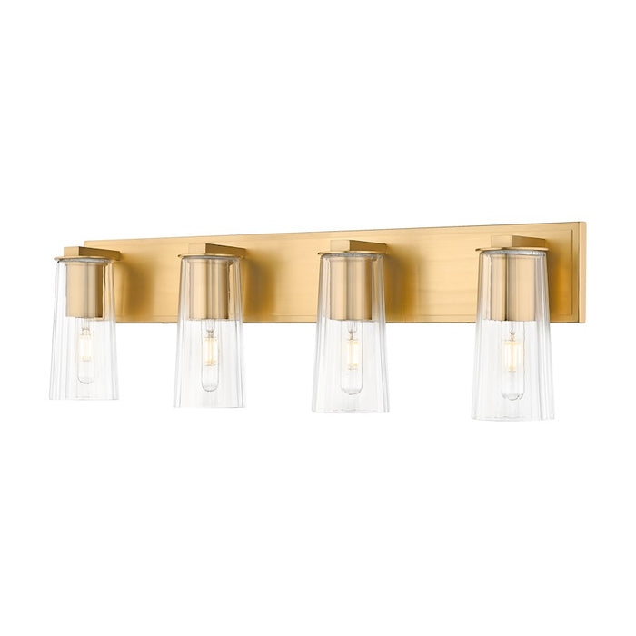 Z-Lite Titus 4 Light 32" Vanity, Modern Gold/Clear - 826-4V-MGLD