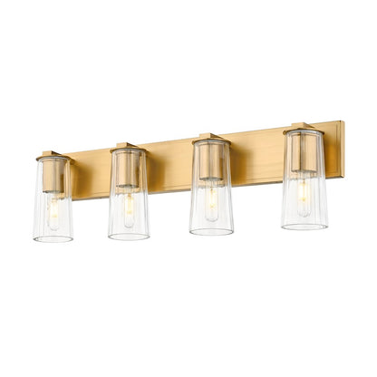 4 Light 32" Bathroom Vanity Light, Modern Gold