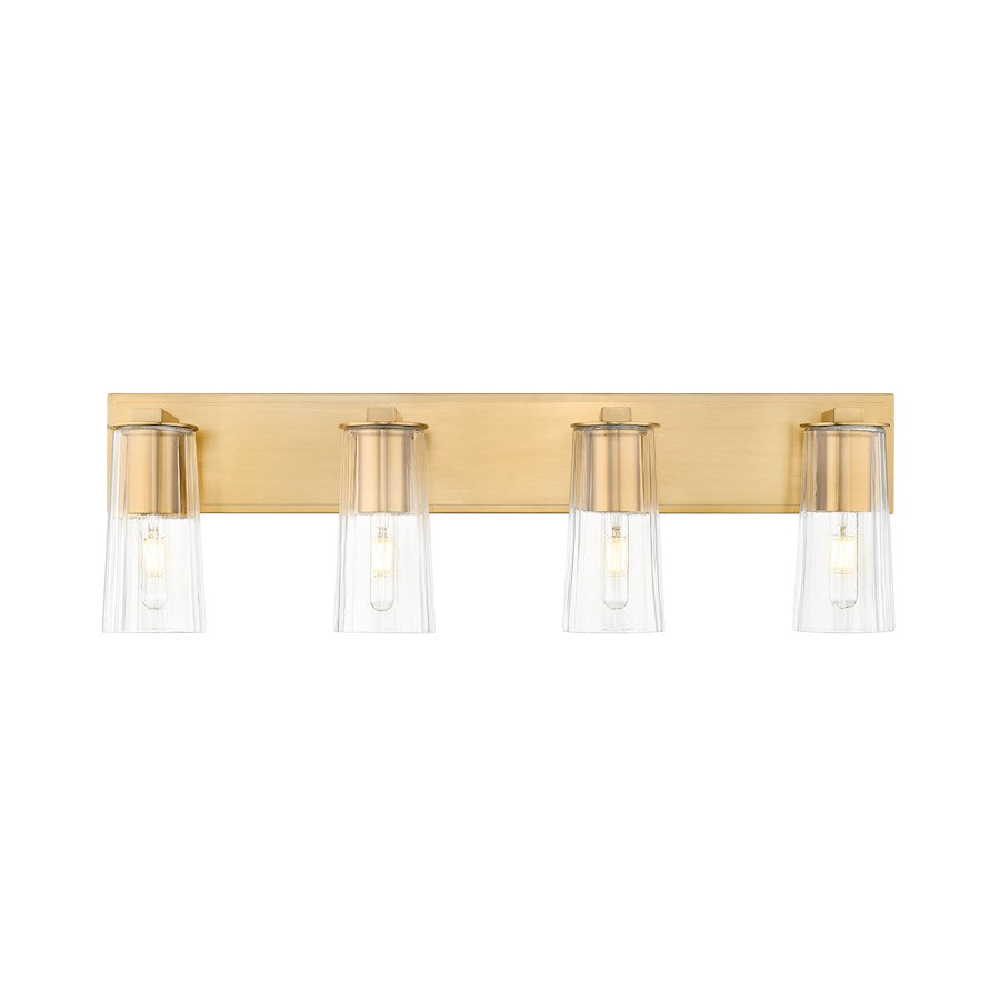 4 Light 32" Bathroom Vanity Light, Modern Gold