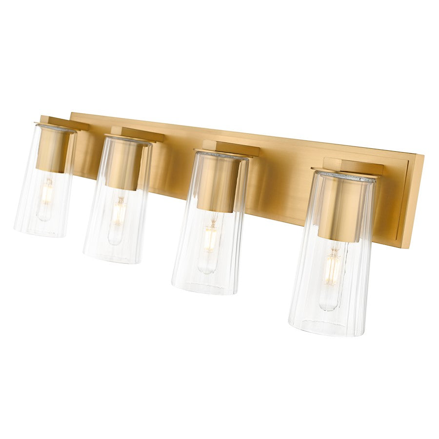 4 Light 32" Bathroom Vanity Light, Modern Gold