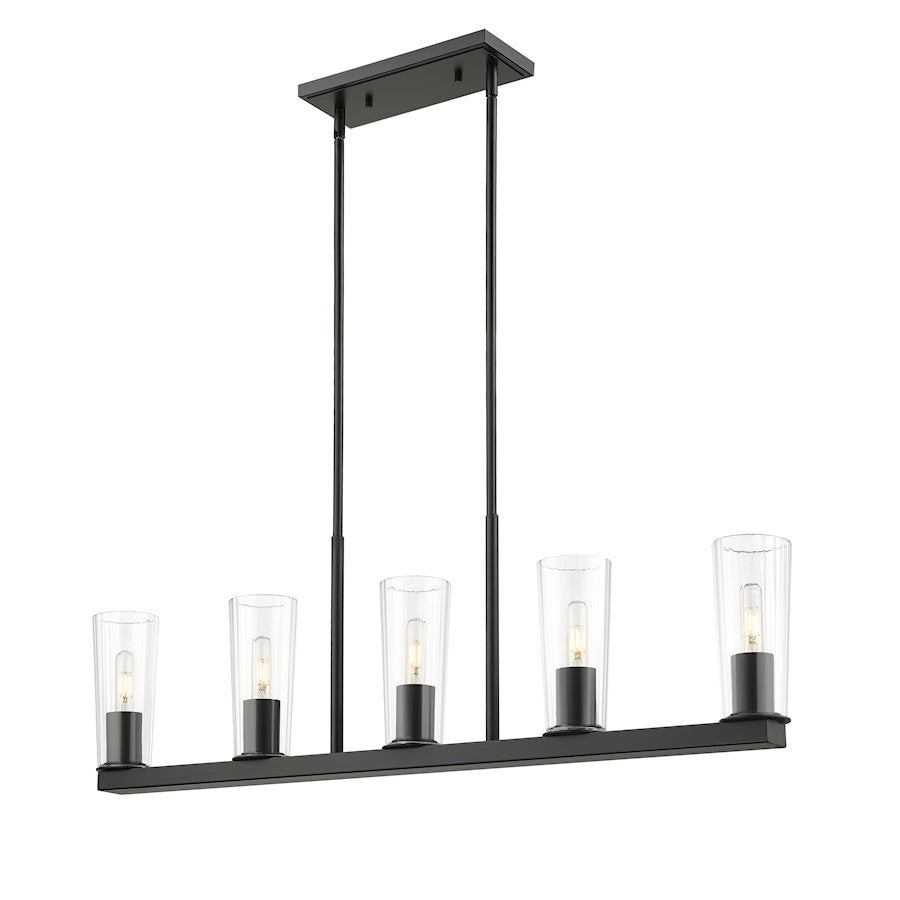 5 Light 5" Linear Chandelier, Matte Black