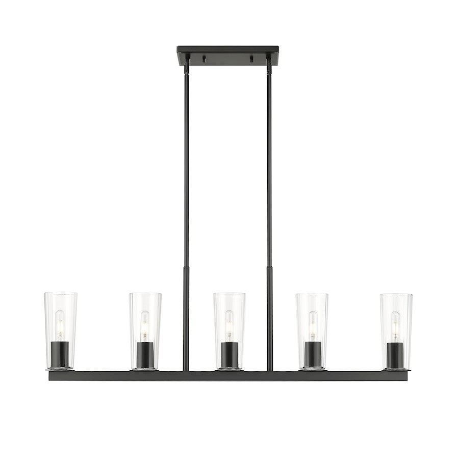 5 Light 5" Linear Chandelier, Matte Black