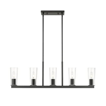 5 Light 5" Linear Chandelier, Matte Black