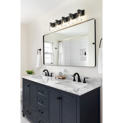 5 Light 40" Bathroom Vanity Light, Matte Black